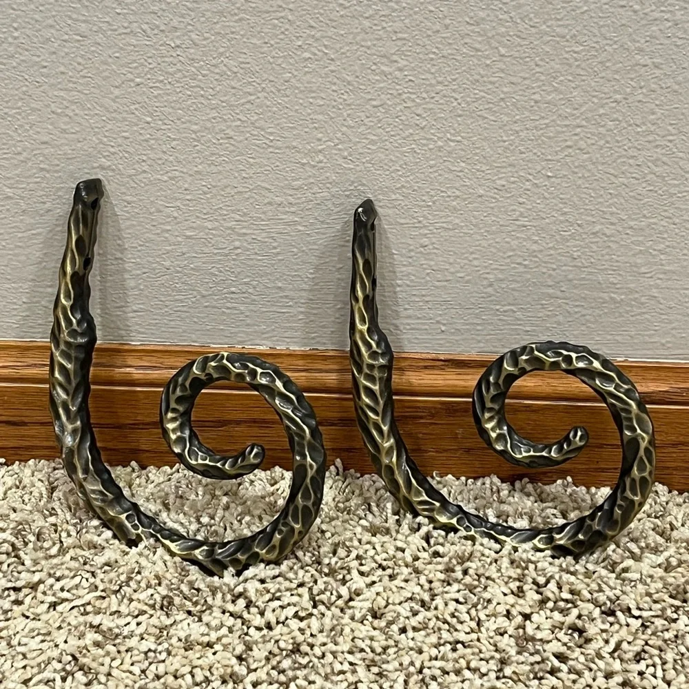 Vintage Decorative Brass & Bronze Wall Curtain Hooks